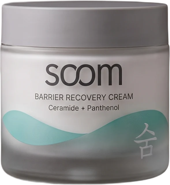 Barrier Recovery Cream jar with a mint wave on the label