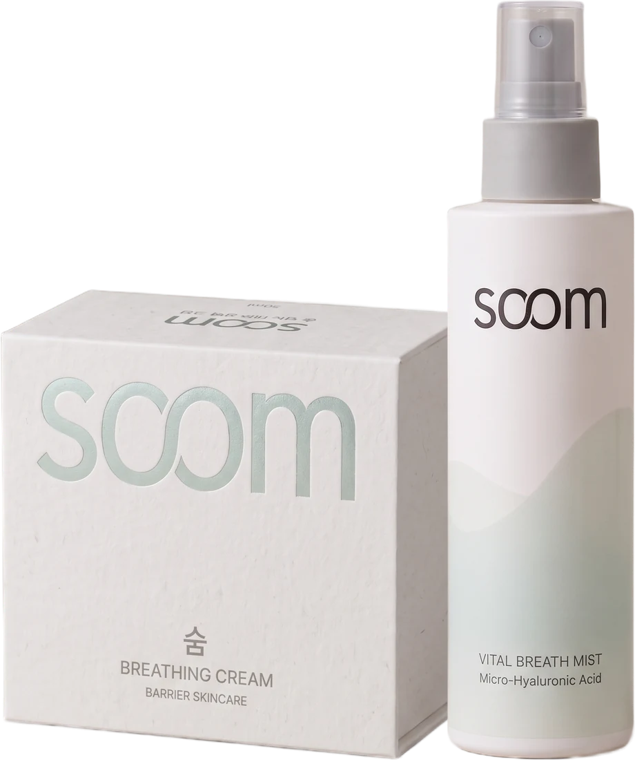 The Breathing Set: the Breathing Cream box beside the Vital Breath Mist